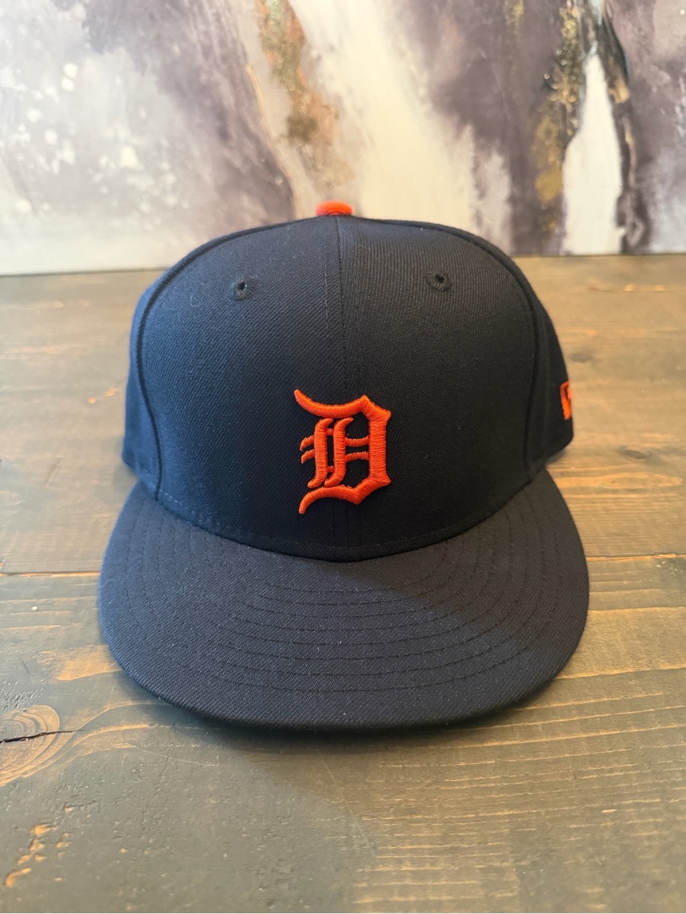 Detroit D Logo Navy and Orange Fitted Cap